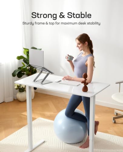 Marsail 37 x 22 inch Glass Standing Desk with 4-Zone Drawer Storage, 5 Pack