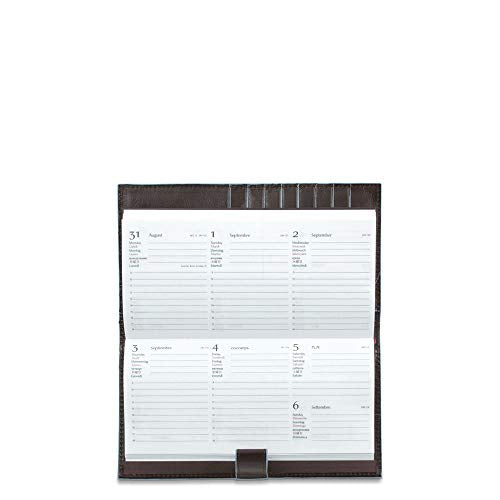 PIQUADRO - Blue Square Leather Pocket Planner Pen Holder - Mahogany