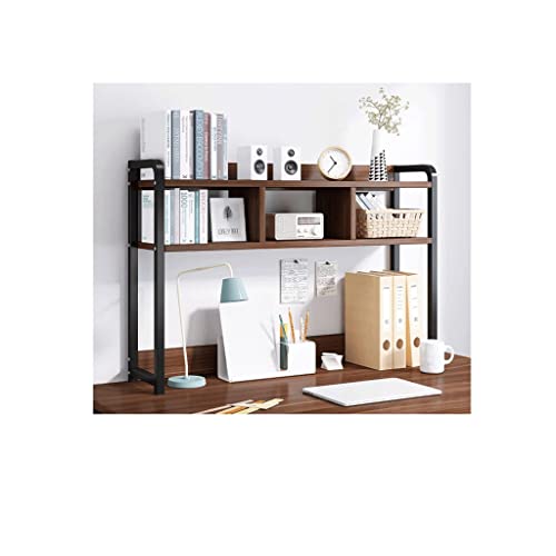 UINGBPXT Bookcase 2-Tier Desktop Bookshelf with Metal Frame Desk Organizer Industrial Display Shelf Rack for Home and Office Supplies High Capacity