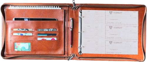 3 Ring Check Binder, Vegan Leather Check Book Portfolio for 3 Ring Binder or 9 Ring Binder, Business Check Binder for 11 1/4"x9" (Custom) (3 Ring-Custom)