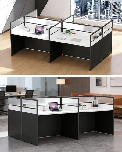 2 person Office Cubicle Desk w/Mute Privacy panels, Computer Cubicle ,Black