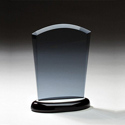 SHOP AWARDS AND GIFTS Customizable 6 Inch Smoked Glass with Aluminum Accents Award on Black Base, Includes Personalization