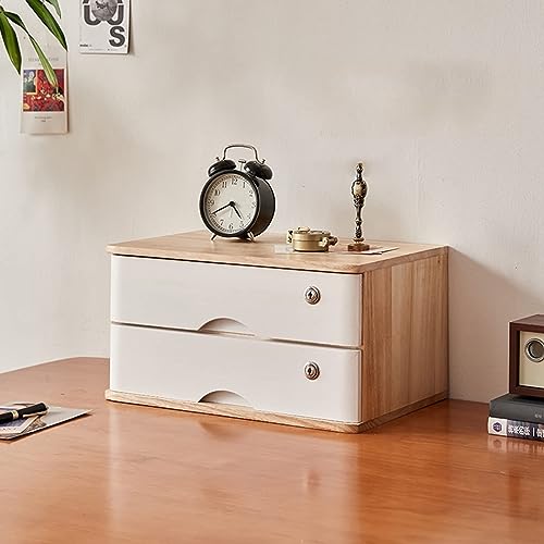 ARGENTFLUX Desktop Organizer Storage Box,Desktop Drawer Cabinet with Lock,Wooden File Cabinet,1/2/3/4 Tier Flat File Cabinet Storage(A,2 Drawer)