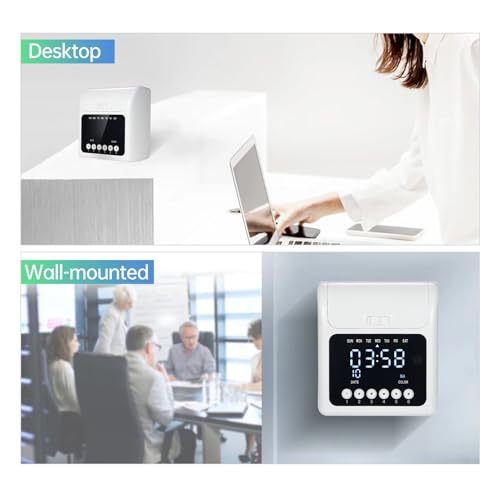 Electronic Time Clock with 100pcs Cards 2 Sided Monthly & Weekly and 2PCS Ink Ribbon Employee Attendance Machine with Multi-Language