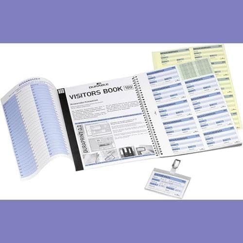 Durable 1464 Visitors Book Refill Pages with 100 Badge Inserts, Each