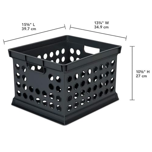 Sterilite Storage Crate Bin File Organizer for Home & Office,Black, 24-Pack