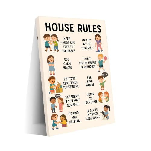 House Rules for Kids Poster, Family Behavior and Manners Wall Chart
