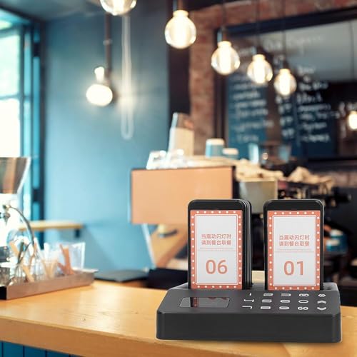 Restaurant Pager, Wireless Buzzer, Remote Calling - Light/Vibration/Sound, Waterproof, Oil-Proof, Drop-Proof, Customizable Logo Card, 10 Pieces