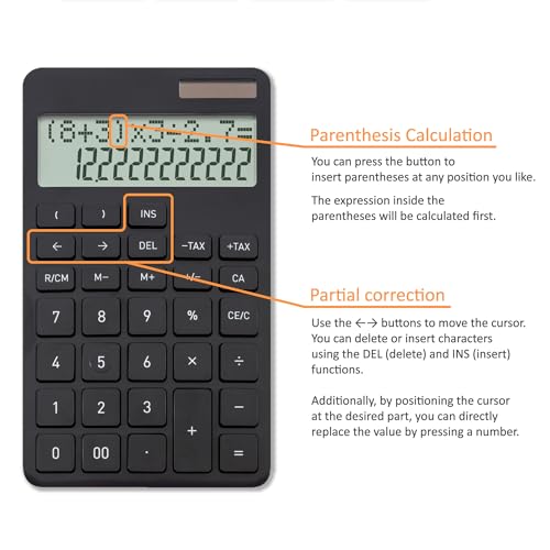 Calculator, Formula Display Calculator, Supports () Calculations, Black, C1258BK (Black)