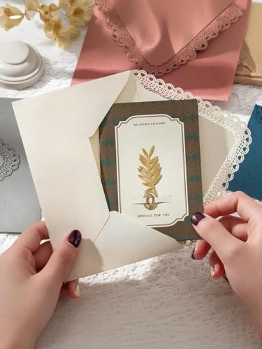 Laser Cut Lace Triangle Envelopes, Vintage Floral Edge Wedding Invitation Cards, Western Style Stationery Paper Envelopes for Christmas Birthday Gift, Holiday Party Decoration, Love Letter(Dark Red50)