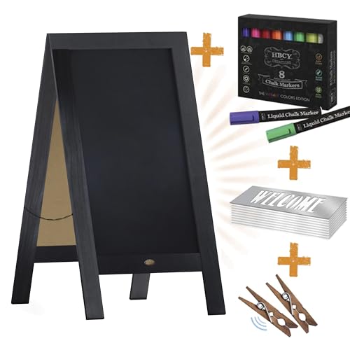EMMA + OLIVER Black 40x20 Deluxe Magnetic Chalkboard Set