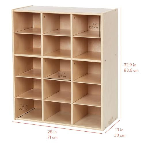 Back2School Express Sleekline 15-Cubby Storage Cabinet, 5x3, Natural