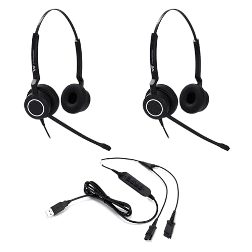 VT 2 x PLT-QD Pro Headsets with Noise Cancelling Mic + 1 x USB Y Training Cable - Bundle for Supervising, Monitoring & Team Training (PC/Mac) (Binaural)