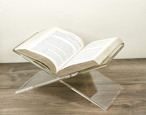 Red Co. Transparent Clear Acrylic Book Holder 2 Piece Reading Stand for Open and Closed Books, Magazines, Textbooks 6" x 11" x 6"