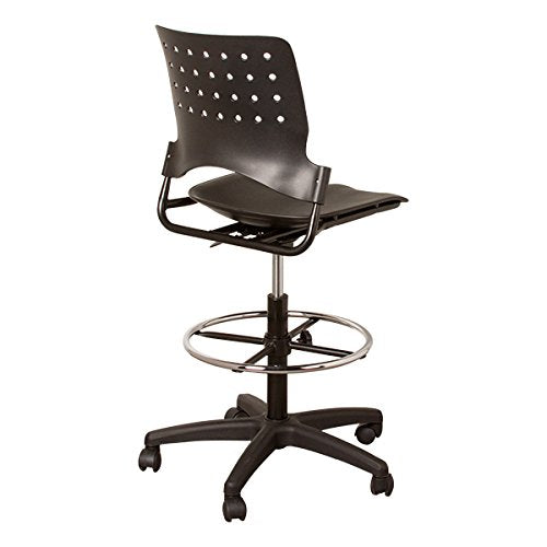 Learniture Ballard Adjustable Height Drafting Stool w/Chrome Foot Ring NOR-TSU3004-SO- Black