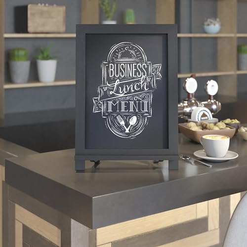 BizChair 10 Pack Tabletop Magnetic Chalkboards - Black Finish - 9.5" x 14" - Metal Folding Legs - Hanging Message Board - Counter Memo Board