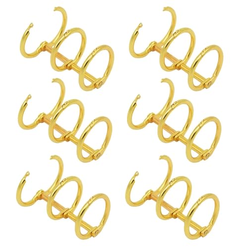 Notebook Rings 18pcs 3 Ring Binder Clips Detachable Buckle Loose-Leaf Metal for Book Binding(Gold)