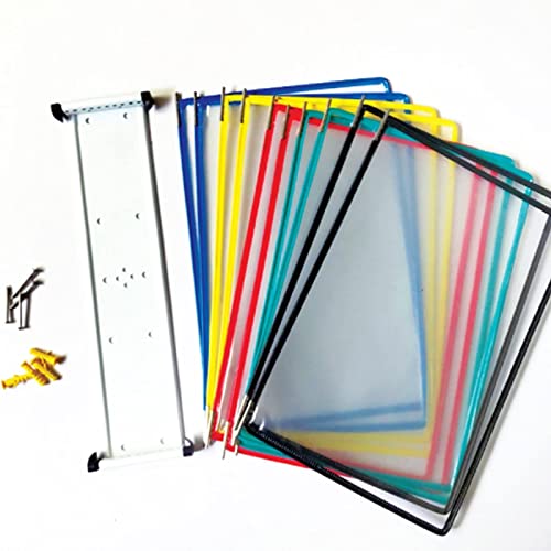 Wall Mount Catalog Display Rack - Wall Mount Reference and Display System, Wall-Mounted Page Flip Folder, 10 Double-Sided Panels, A4 Loose-Leaf Transparent Page Display Stand (PVC + Metal)