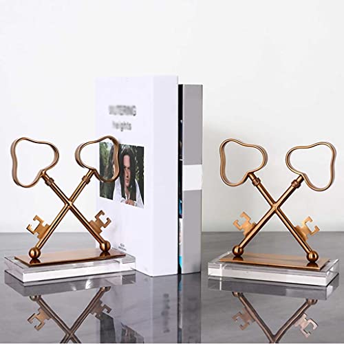 Book Ends for Shelves Book Ends, Bookends for Shelves, Bookends for Heavy Books, Heavy-Duty Key Shaped Metal Bookends, Book Shelf Holder Home Decorative, Book Stoppers Office Book Stand