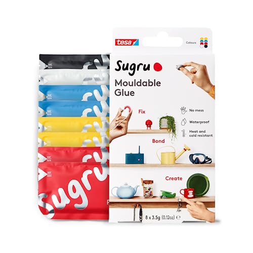 Sugru Silicone Super Glue - Waterproof All-Purpose Wall Putty + Moldable Glue for Crafting + DIY Home Improvement - Removable + Kid-Safe - Indoor/Outdoor Use - 8 Pack - Classic Colors (3.5g/ea)