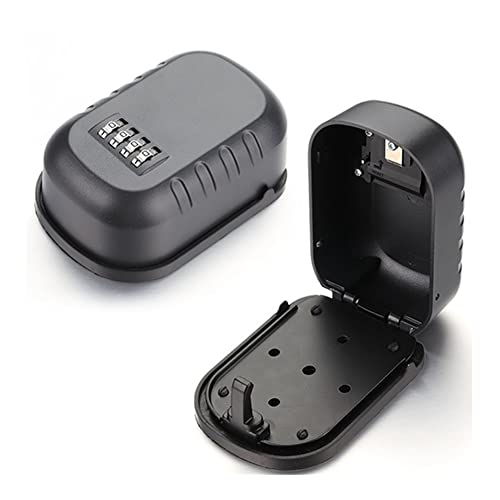 Key Lock Box Wall Mounted Aluminum Alloy Key Safe Box 4 Digit Combination Key Storage Lock Box Indoor Outdoor Keys Storage Box Key Box (Color : Platinum Star(Blcak))