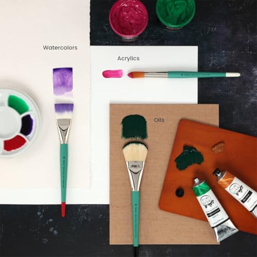 Creative Mark Art Supplies Large Mural Synthetic Golden Taklon Paint Brush - Filbert #30, 40, 50 - Artist Supplies for Acrylics, Watercolors, and Oils - Durable, Resilient, Seamless Ferrules