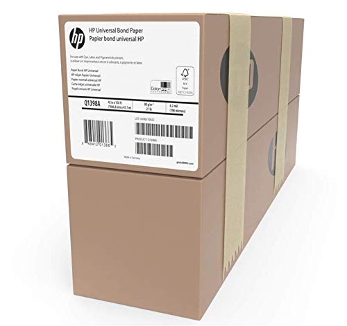 HP Wide Format Universal Bond Paper 42 in x 150 ft, 2 Roll Bundle4.2 mil - 80 g/m² (21 lbs) 2" Core - Q1398A-2R