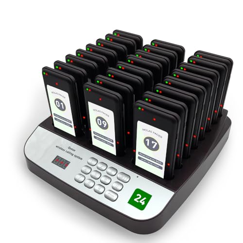 24 pc Lineup Waiting Queue Pagers for Restaurants Paging System Coast Buzzer Beep Buzzer Signal Calling Customer Service for Cuisine Hospital