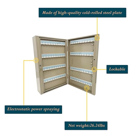 IntXanth Key Cabinet Organizer Key Lock Box with 240 Positions Tags for Hotels Factories Wall Mount Beige