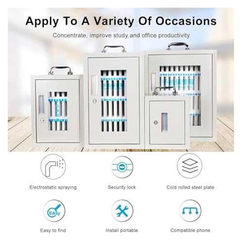 Cell Phone Locker, Cell Phones Storage Cabinet, Wall-Mounted Pocket Chart Storage Cabinet Clear Cell Phone Storage Box Wall-Mounted with A Locked(36)