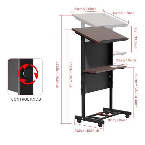 Portable Podium with 7 Adjustable Heights,Podium Stand with Shelf and Cup Holder,Lectern for Seminars,Schools and Conferences (Black)