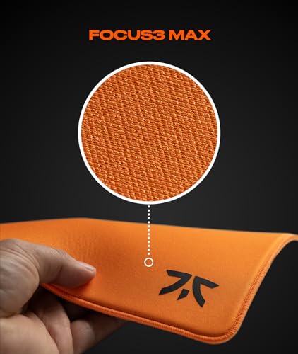 Fnatic MAX FOCUS3 L Pro Gaming Mouse Pad, Sunrise Orange Smooth Cloth Control Surface, Water Resistant Coating, with Non-Slip PORON Foam Base & Micro-Knit Stitched Edges (Size 18.9" x 15.85" x 0.24")