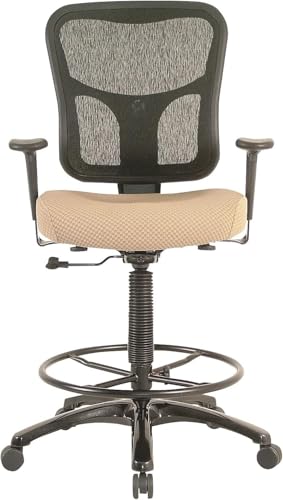Tempur-Pedic TP8200C Fabric Drafting Stool with Backrest and Footrest with Lumbar Support, with Tempur Material, Cooling Gel Layer, Beige