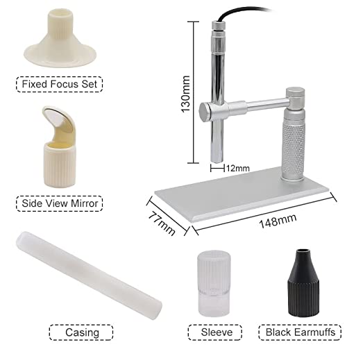 Microscope Accessories Kit 2MP 1-500X Zoom USB Microscope, 8 LED Diameter 12mm AV Microscope with Metal Bracket Microscope Slides(Only USB Microscope)