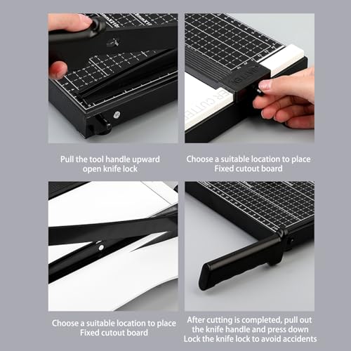 Purzen Paper Cutter, Guillotine Trimmer, 12" Cut Length, 10 Sheet Capacity