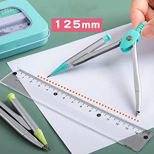 Muteiki Math Geometry Sets Set,7 Piece Set with Iron Box Geometry Set,for Student&Engineedrawing