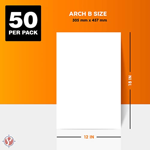 12 x 18" White Silk Matte Card Stock – Extra Thick Heavy 130lb Cover (350gsm) Cardstock – Great for Invitations, Greeting Cards, Scrapbooking, Crafts – 50 Sheets per Pack (Not for Inkjet Printer)