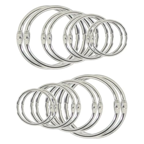 Binder Rings 50Pcs 32-80mm Assorted Sizes Metal Loose Leaf Book Binder Rings for Diary Scrapbooks Albums Flashcards Curtain Documents(80mm)