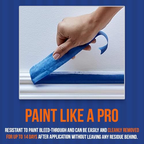 True Blue Premium Blue Professional Painter’s Masking Tape – Indoor and Outdoor Use – Commercial Grade - Available in 2 Widths – Works on a Variety of Surfaces (1.5 Inch, 36-Pack)