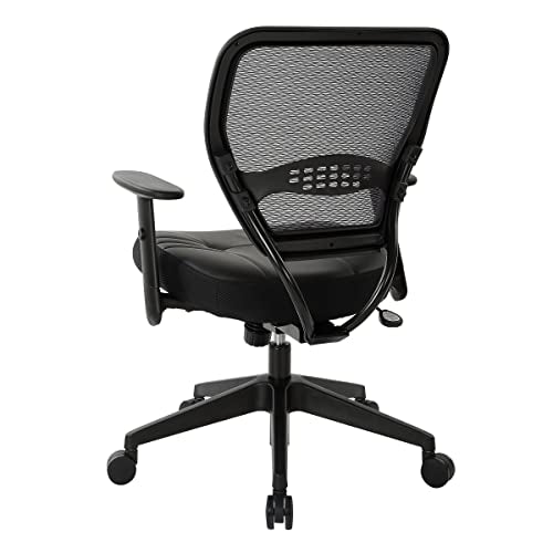 Space Seating 57 Series Professional Dark Air Grid Back Manager's Adjustable Office Chair with Built-in Lumbar Support and Padded Seat, Black Bonded Leather