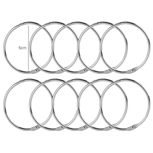 Book Rings 100pcs 50mm Metal Loose-Leaf Binder Rings Notebook Index Cards Album Binding Clip DIY Multifunctional Bind Ring Office Supplies for DIY Travel Diary