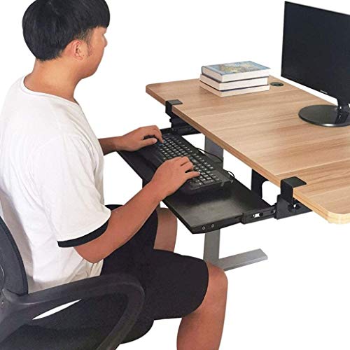 AUGUSE Keyboard Tray Drawer, Keyboard Platform Sliding Keyboard Tray Under Desk Mount Computer Keyboard and Mouse Extender Pull Out Platform Drawer
