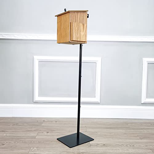 FixtureDisplays® MDF Metal Donation Box Floor Stand Lobby Foyer Tithes & Offering Suggestion Collection Ballot Box 11065+12151