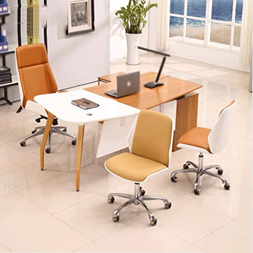 Rieort Office Chair Office Chair Adjustable Desk Chair Wood Leather Computer Chair Home Managerial Chairs Minimalist Executive Chairs Comfortable
