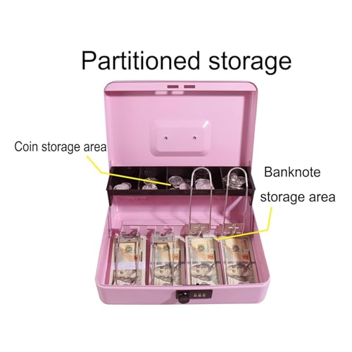 Key Lock Box Safe Storage Waterproof Organizer Secret Cabinet Outdoor Money,Money Tin with Cash with Coin Tray for Petty Coins Notes