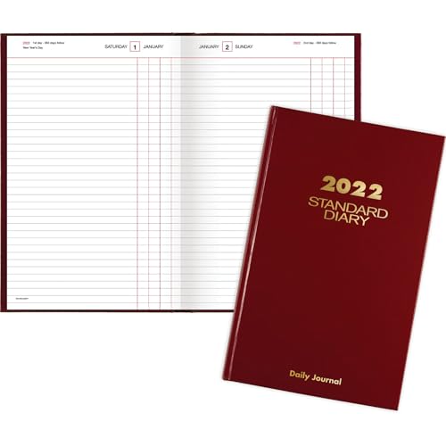 2022 Diary/Address Book by AT-A-GLANCE, Standard Daily Diary & Address Book, 7-3/4" x 12", Large, Red (SD37713)