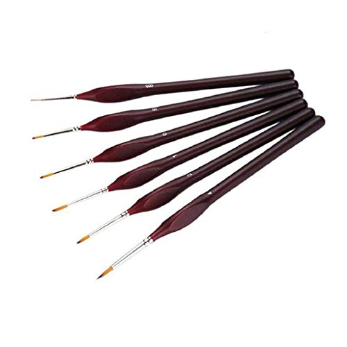 UOHLCX HBJWOV Professional Line Drawing Pen Hand Detail Paint Brushes Wolf Hair Tip Detail Oil Painting Art Brushes Art Supplies(6pcs)