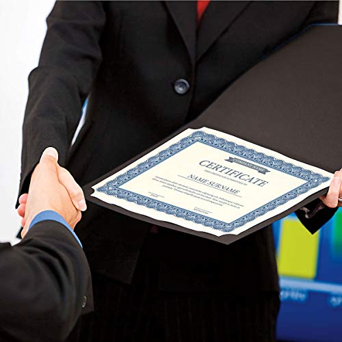 Ornate Black & Gold Certificate Folders - Pack of 50, Linen Cover 80 lb. Stock, Folded, Die-Cut Corners, for Office, Business Awards, Graduation, School Diploma Holder, 9-1/2" x 12" (Set of 50)