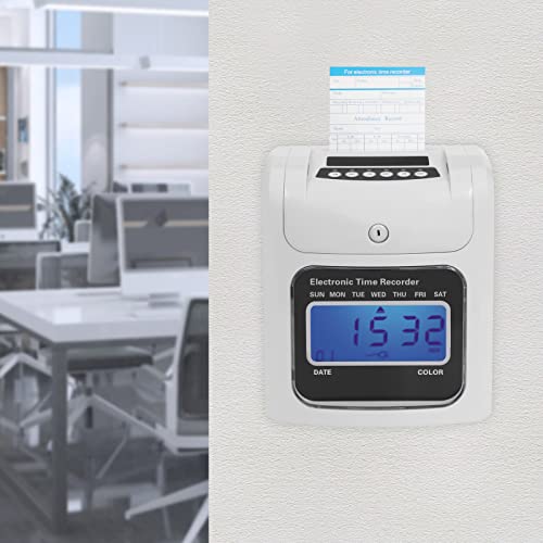 Ficwzw Calculating Time Clock, Small Business Punch Pak, Electronic Time Clocks, Check in and Out Machine for Employees, Up to 50 Employees, Includes 50 Time Cards and 1 Security Key