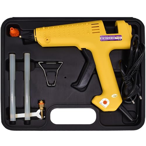 250 Watts Glue Gun Kit, Include 0.43" 11mm Glue Sticks Copper Nozzles Nozzle Covers Aluminium Spanner with Power Switch Full Size Hot Melting Glue Gun, Tool Kit Box, US Plug